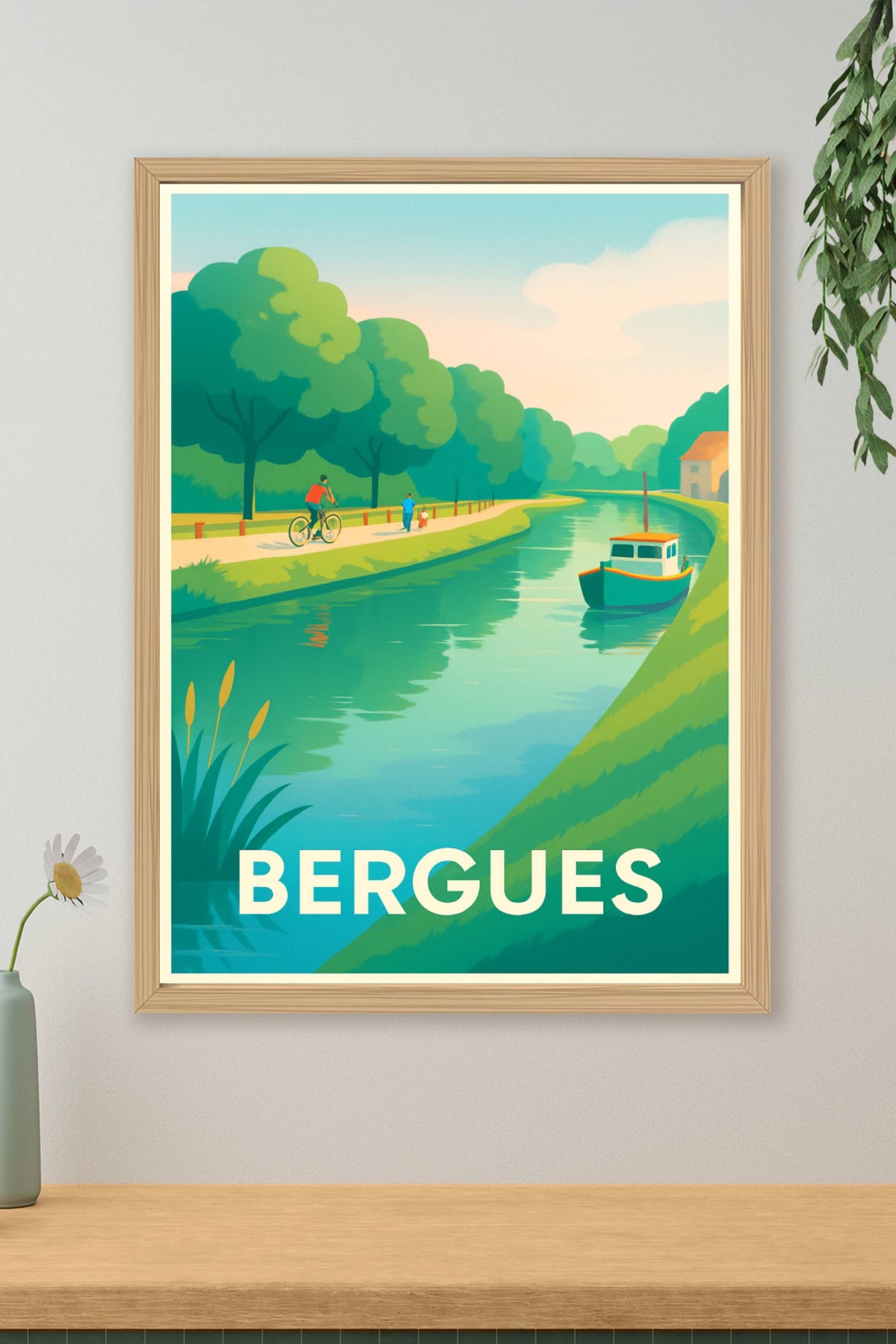 Affiche Bergues — Escapade bucolique au fil de l'eau · poster d'art de Bergues
