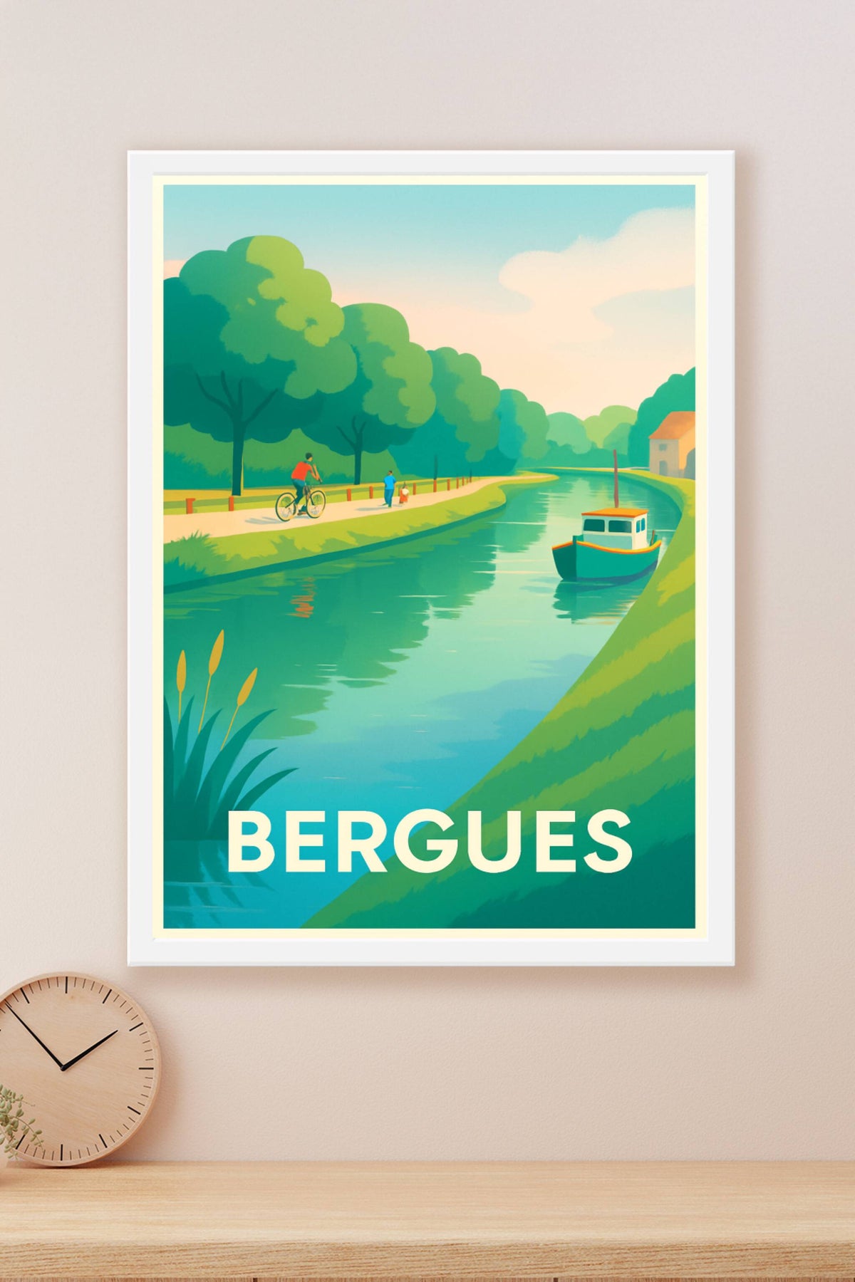 Affiche Bergues — Escapade bucolique au fil de l'eau · poster d'art de Bergues