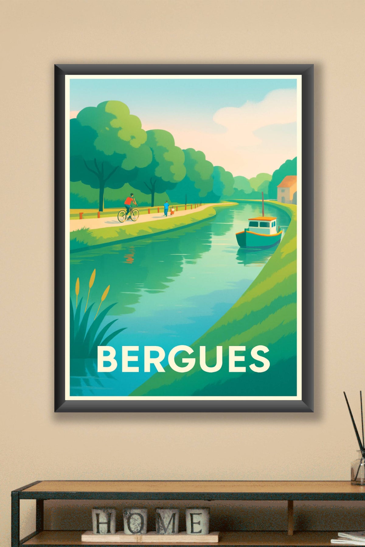 Affiche Bergues — Escapade bucolique au fil de l'eau · poster d'art de Bergues