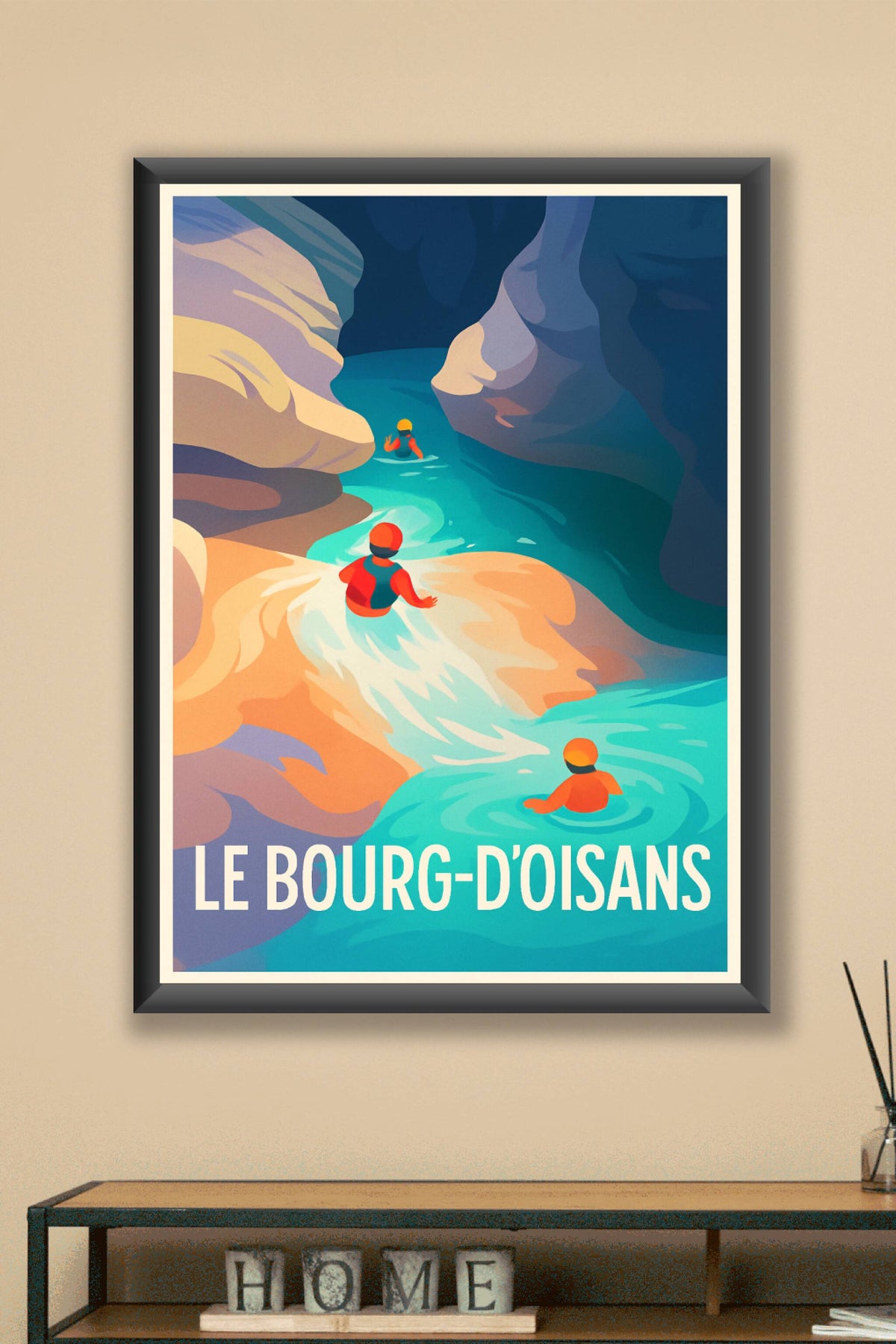Affiche Le Bourg-d'Oisans — Aventure aquatique au cœur des gorges · poster d'art de Le Bourg-d'Oisans