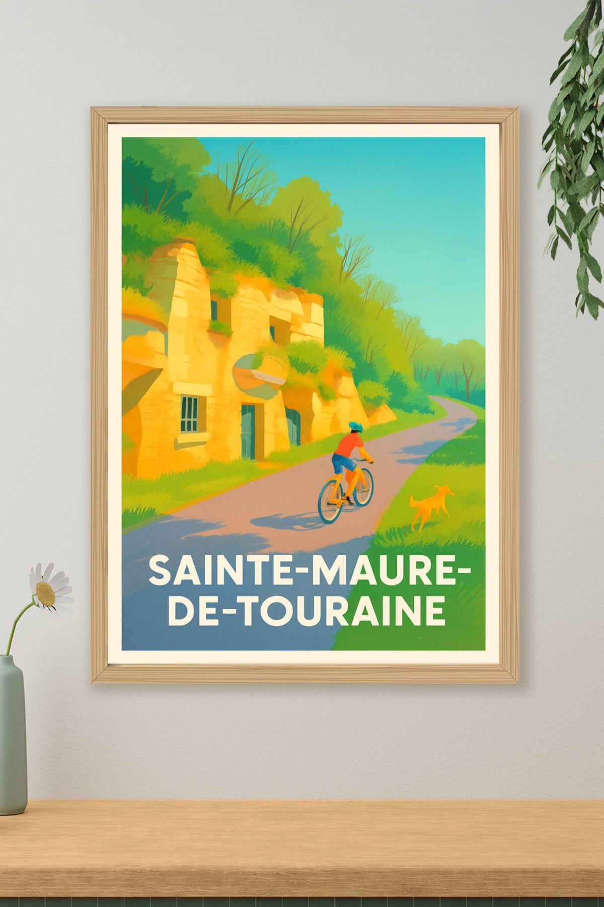 Affiche Sainte-Maure-de-Touraine — La douceur de la balade à vélo · poster d'art de Sainte-Maure-de-Touraine