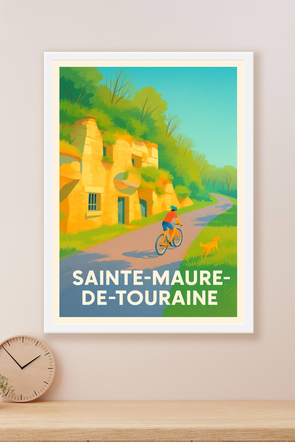 Affiche Sainte-Maure-de-Touraine — La douceur de la balade à vélo · poster d'art de Sainte-Maure-de-Touraine