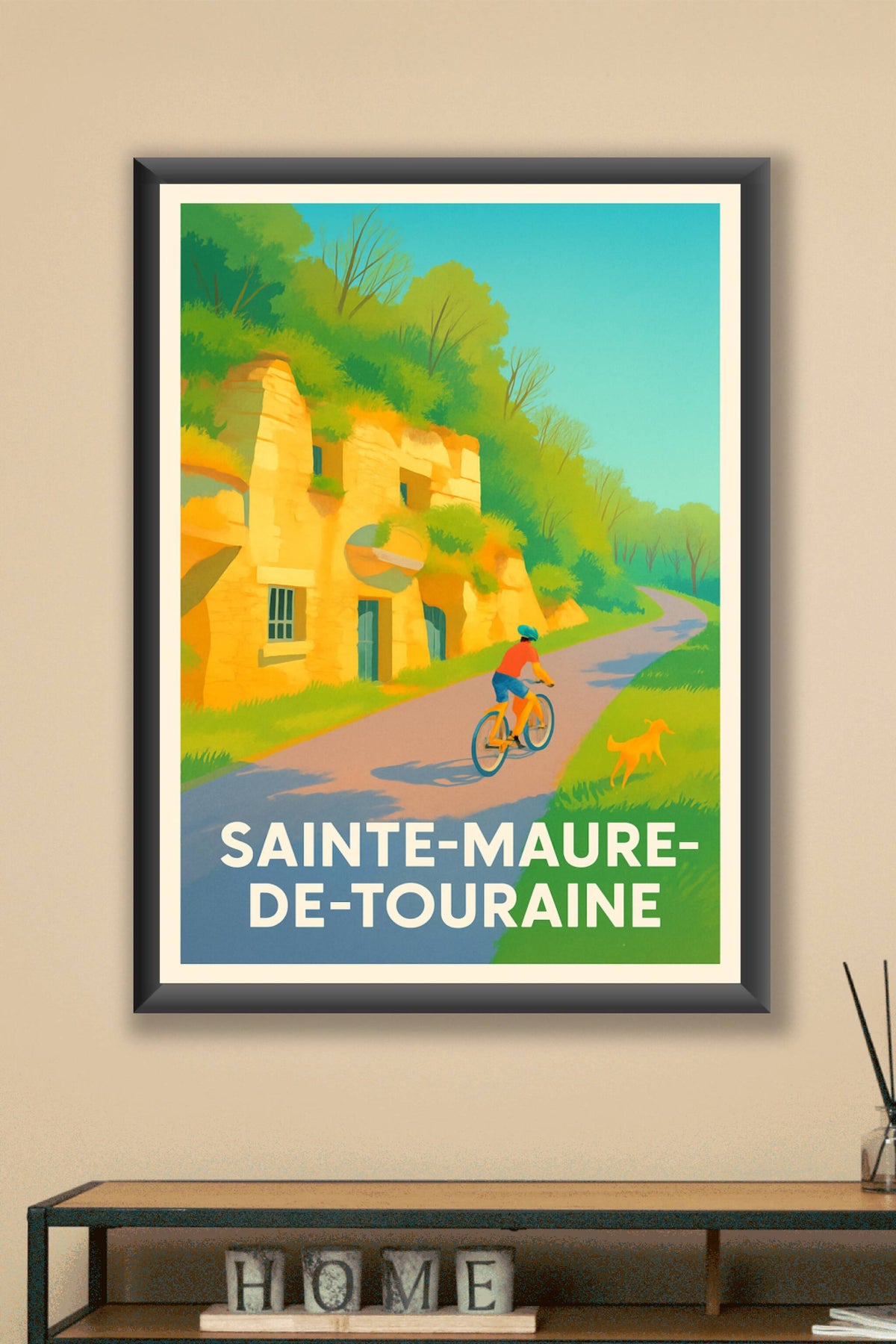 Affiche Sainte-Maure-de-Touraine — La douceur de la balade à vélo · poster d'art de Sainte-Maure-de-Touraine