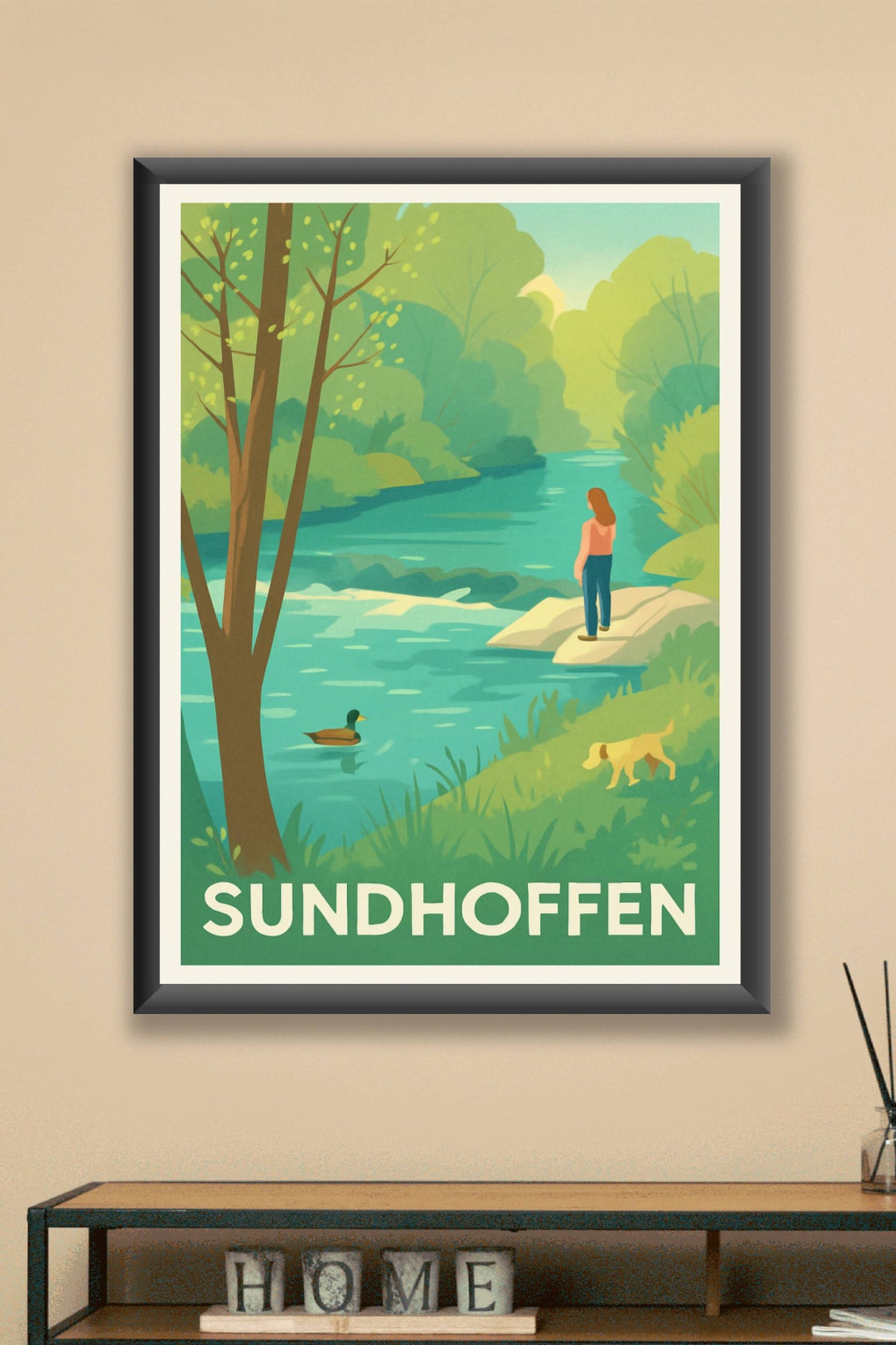 Affiche Sundhoffen — Sérénité au bord de l'eau · poster d'art de Sundhoffen
