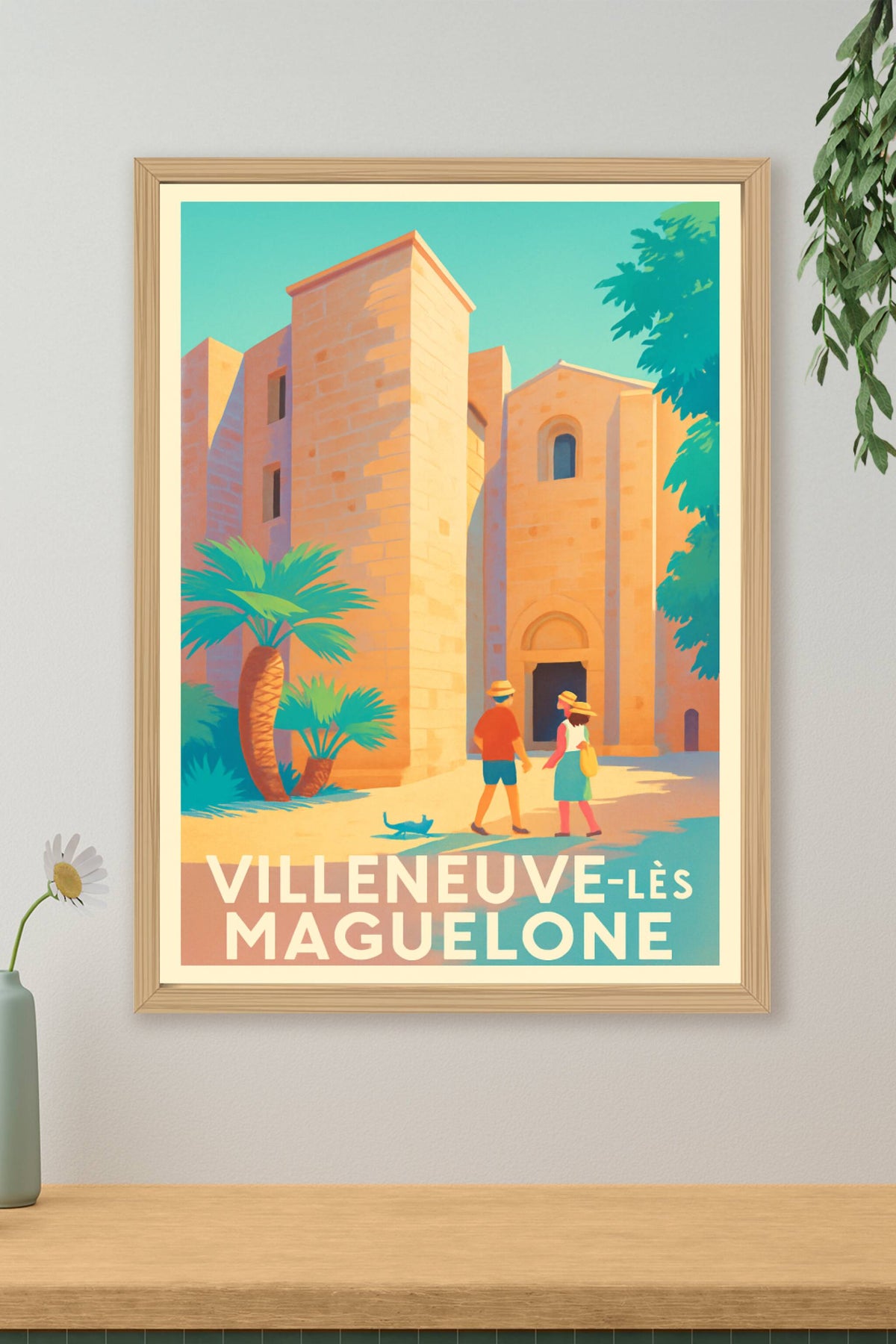 Affiche Villeneuve-lès-Maguelone — Charme et lumière méditerranéenne · poster d'art de Villeneuve-lès-Maguelone