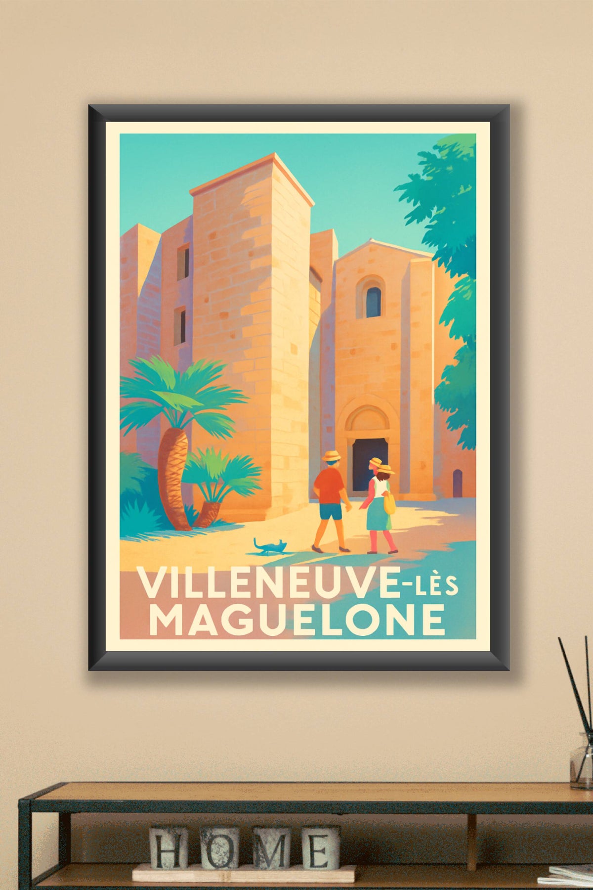 Affiche Villeneuve-lès-Maguelone — Charme et lumière méditerranéenne · poster d'art de Villeneuve-lès-Maguelone