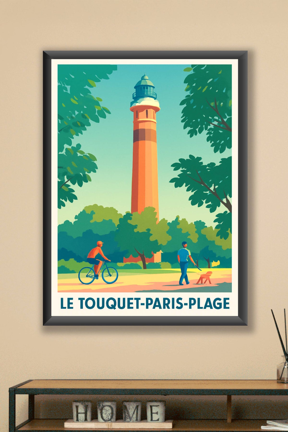 Affiche Le Touquet-Paris-Plage — Évasion et nature au phare emblématique · poster d'art de Le Touquet-Paris-Plage