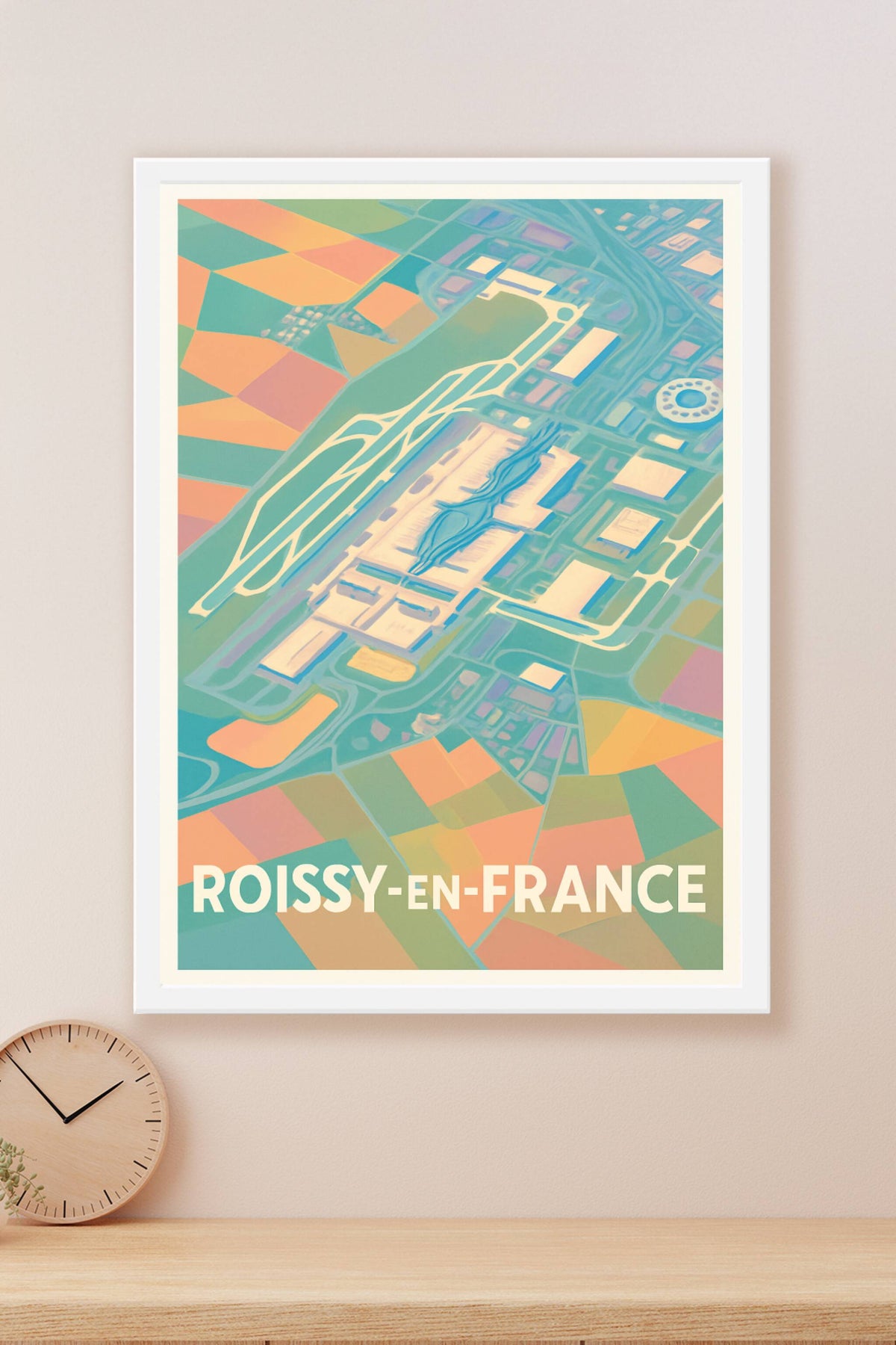 Affiche Roissy-en-France — Vue aérienne stylisée de l'aéroport · poster d'art de Roissy-en-France