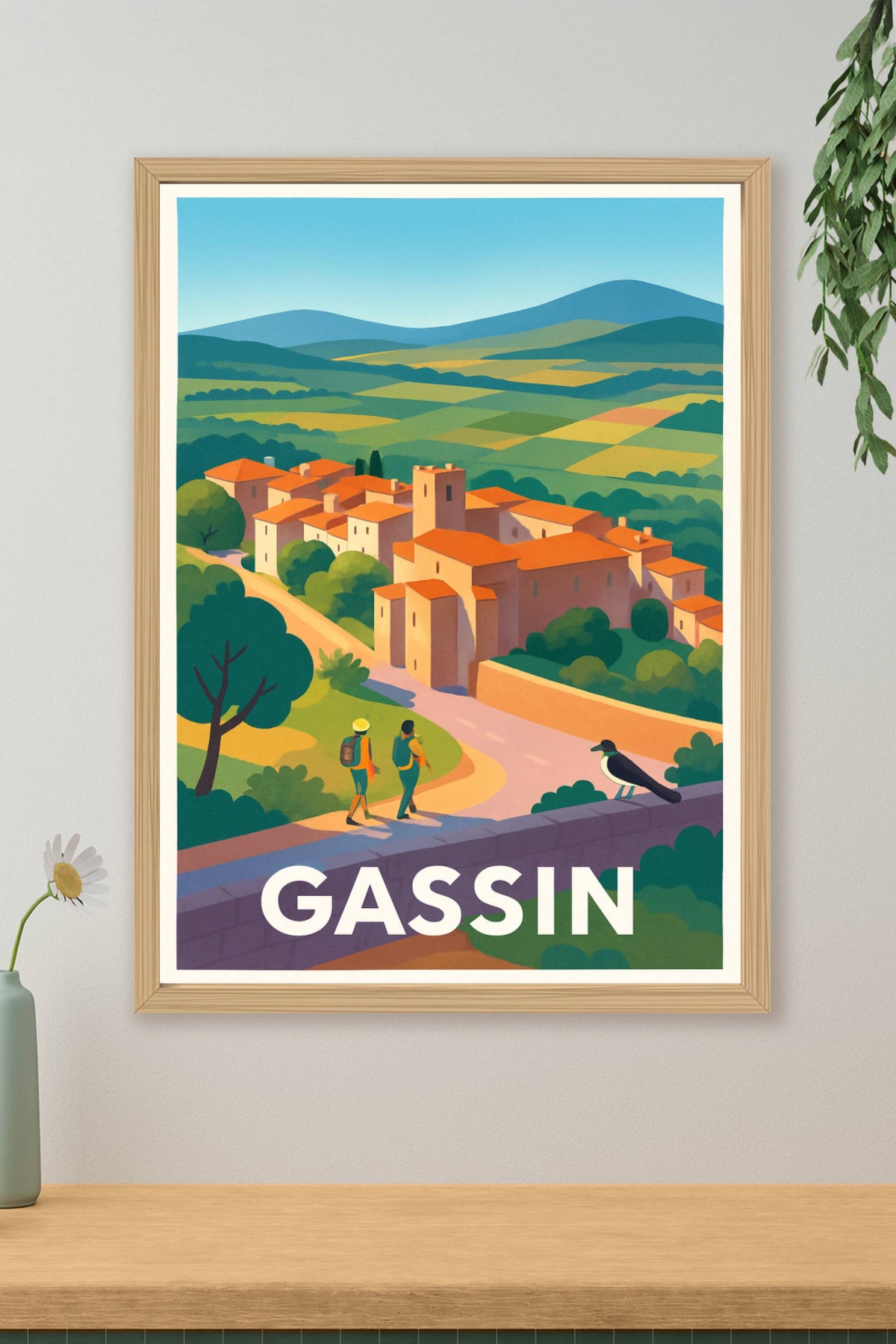 Affiche Gassin — Village perché et panoramas ensoleillés · poster d'art de Gassin