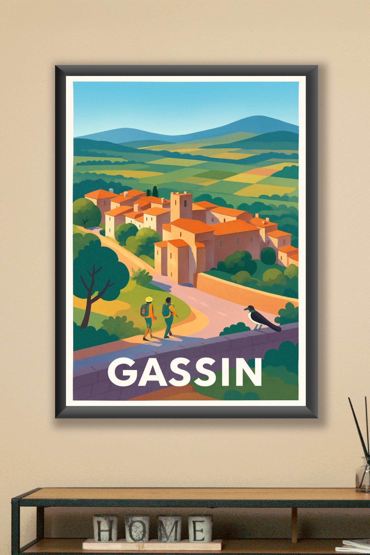 Affiche Gassin — Village perché et panoramas ensoleillés · poster d'art de Gassin