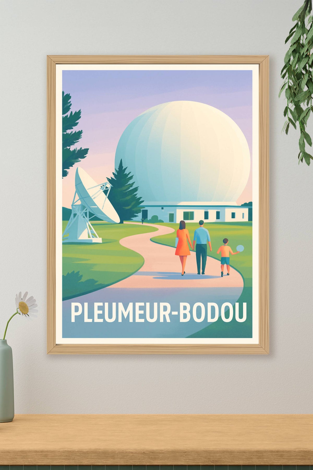 Affiche Pleumeur-Bodou — Voyage au cœur des ondes · poster d'art de Pleumeur-Bodou