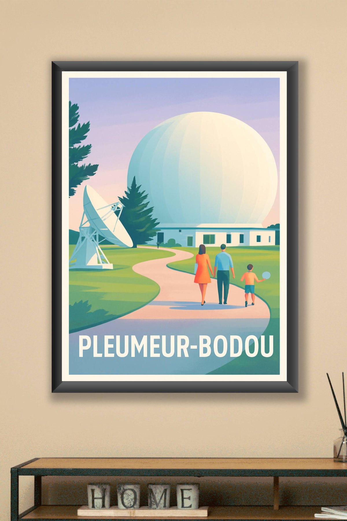 Affiche Pleumeur-Bodou — Voyage au cœur des ondes · poster d'art de Pleumeur-Bodou