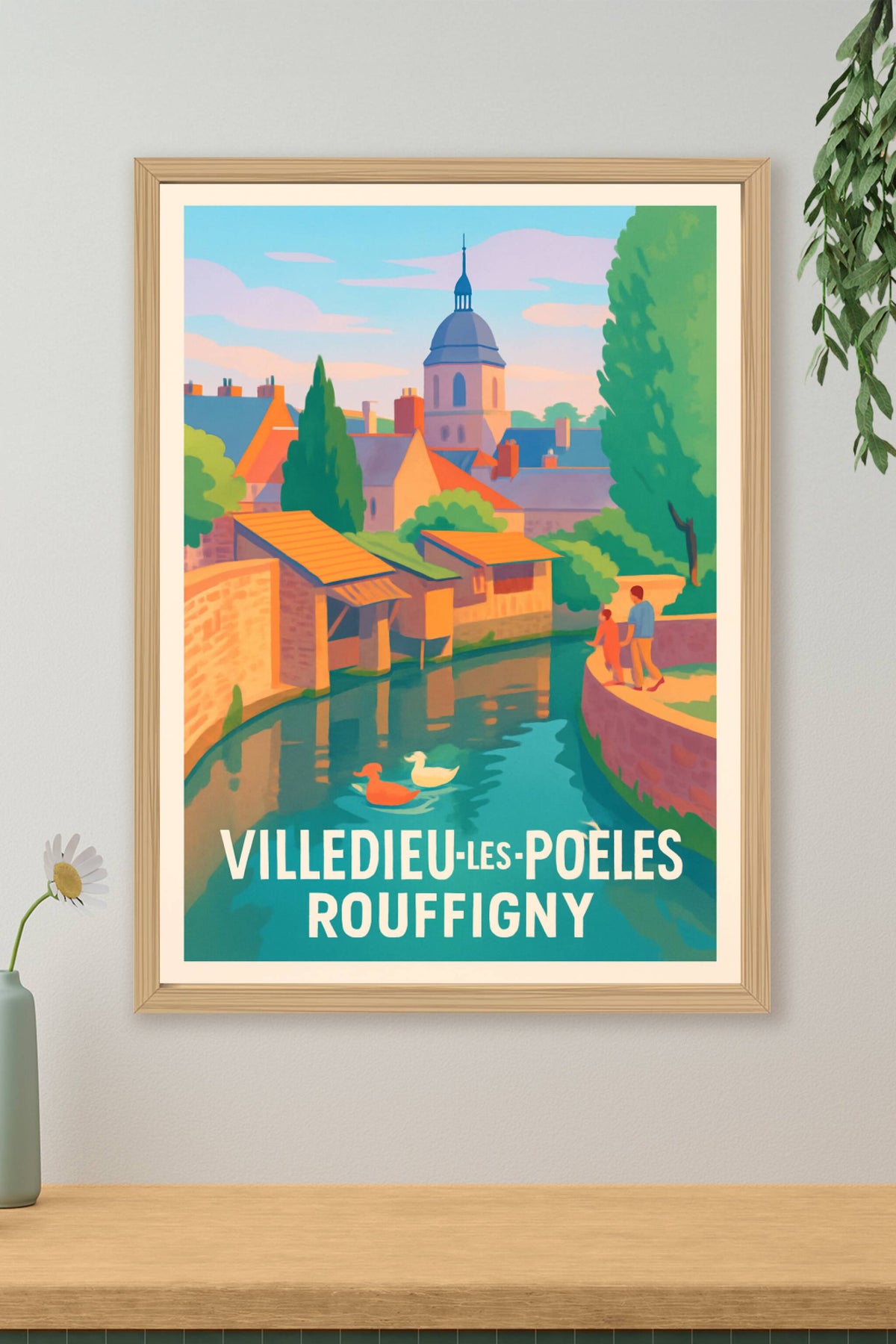 Affiche Villedieu-les-Poêles — Charme bucolique et patrimoine vibrant · poster d'art de Villedieu-les-Poêles