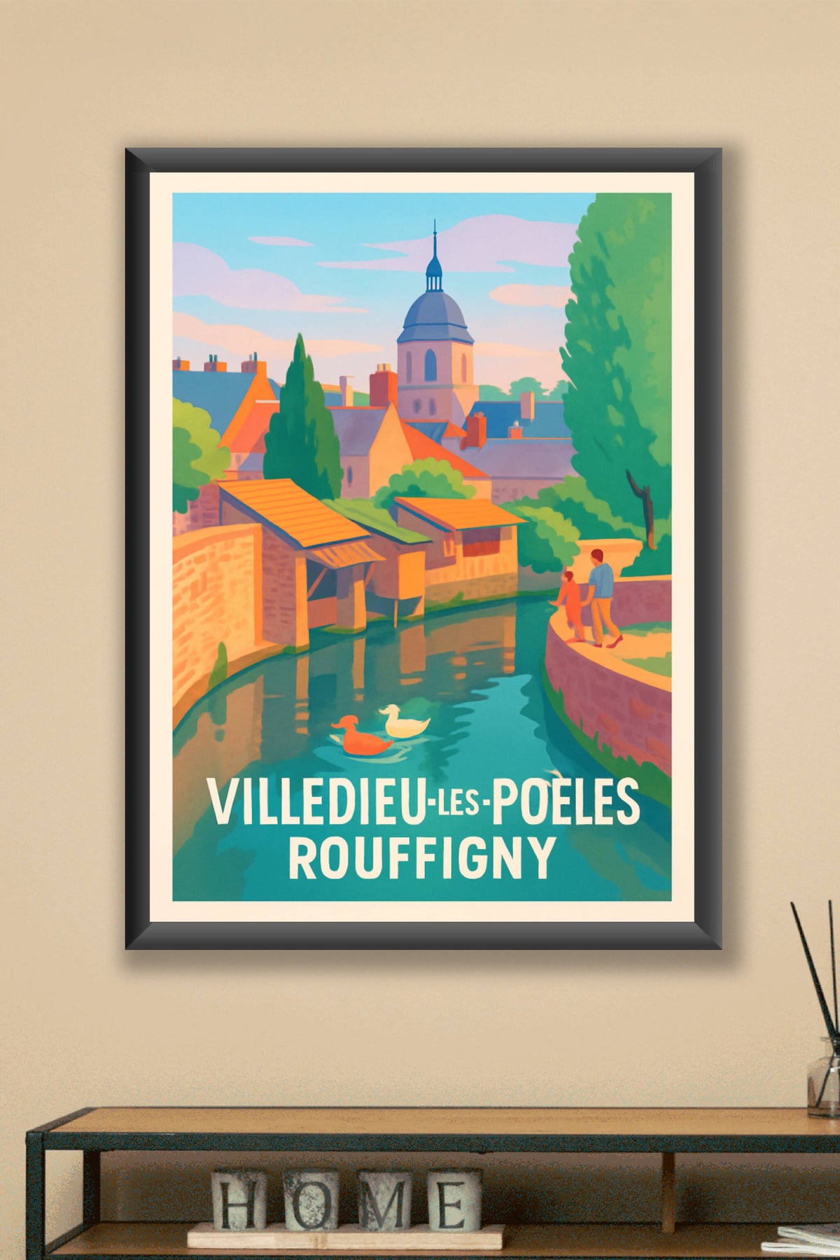 Affiche Villedieu-les-Poêles — Charme bucolique et patrimoine vibrant · poster d'art de Villedieu-les-Poêles