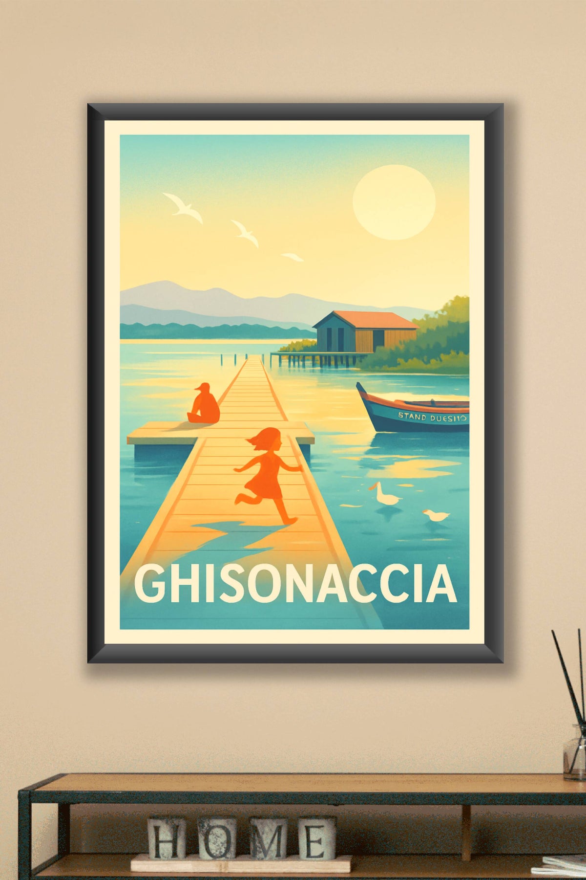Affiche Ghisonaccia — Les instants doux au bord de l'eau · poster d'art de Ghisonaccia