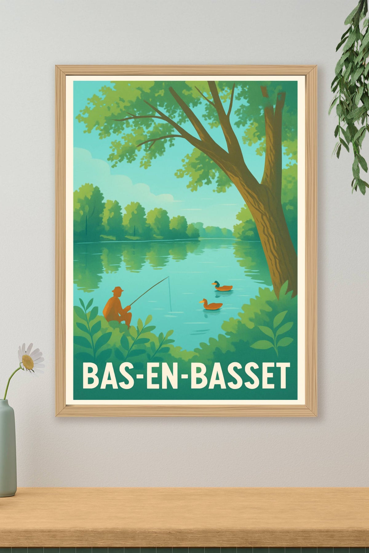 Affiche Bas-en-Basset — Tranquillité au bord de l'eau · poster d'art de Bas-en-Basset