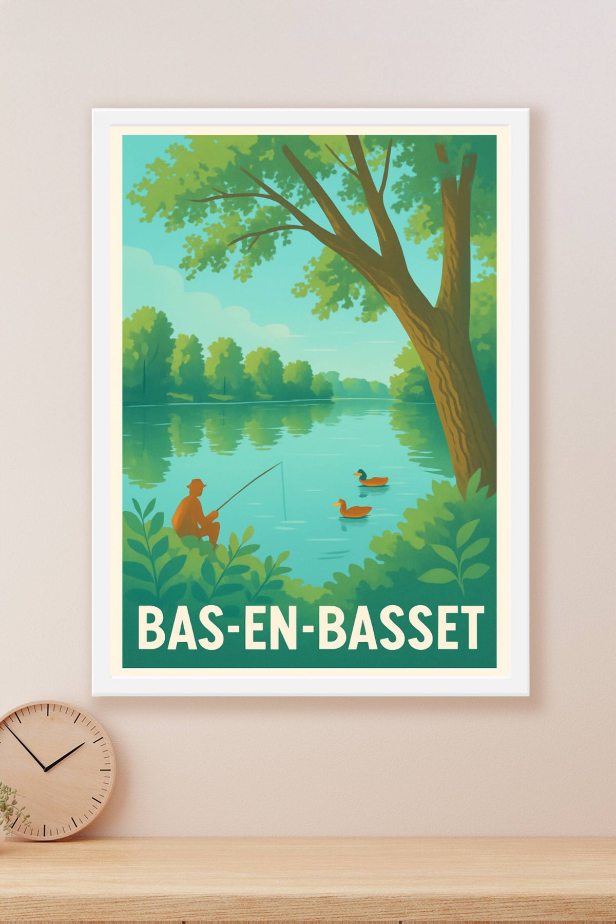 Affiche Bas-en-Basset — Tranquillité au bord de l'eau · poster d'art de Bas-en-Basset