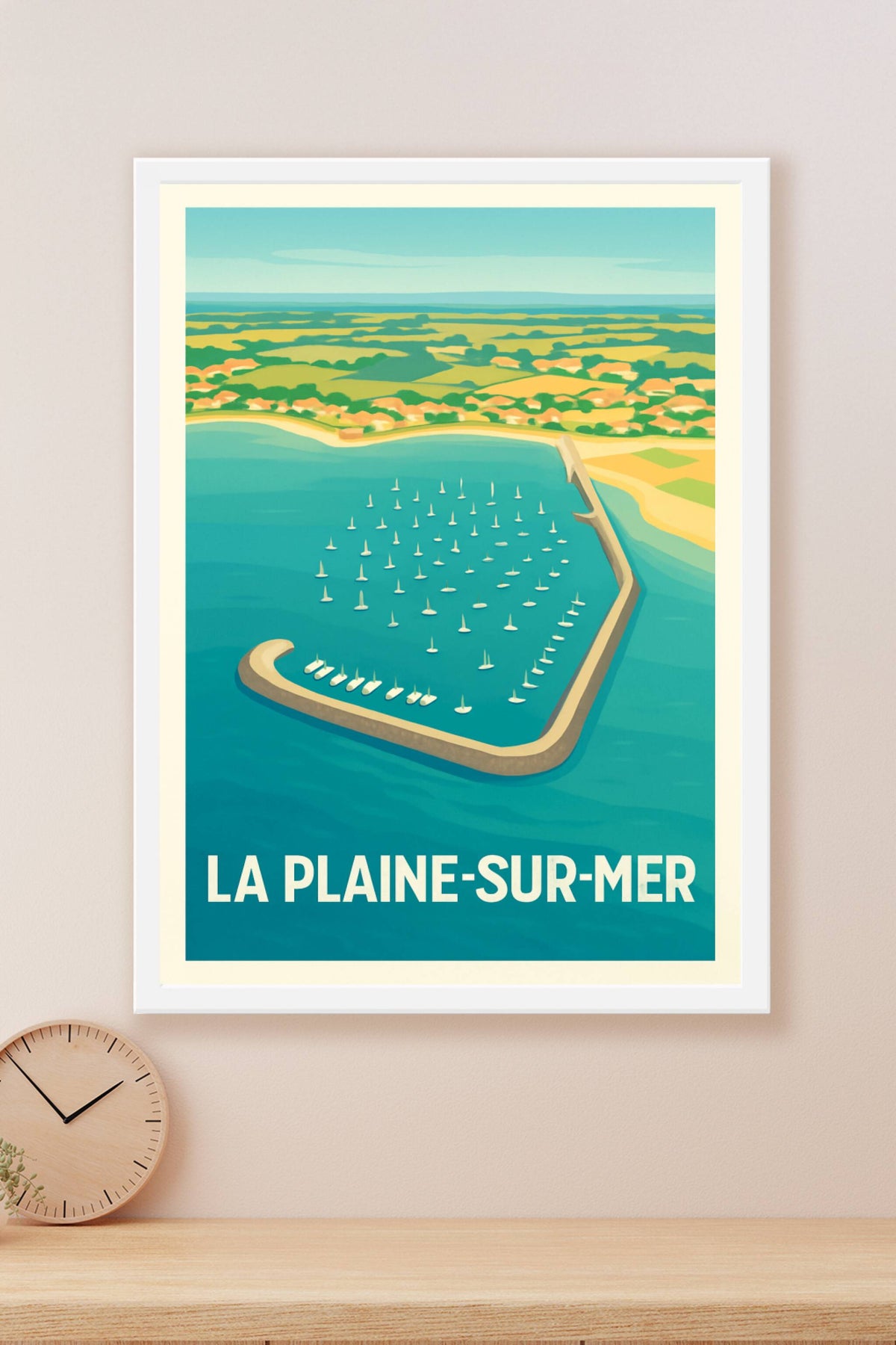 Affiche La Plaine-sur-Mer — Vue aérienne d'un port pittoresque · poster d'art de La Plaine-sur-Mer