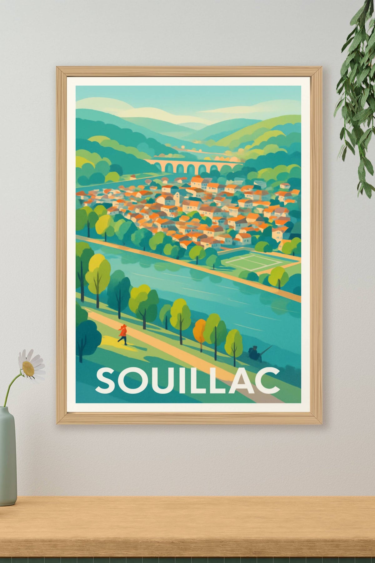 Affiche Souillac — Charme et douceur au bord de la rivière · poster d'art de Souillac