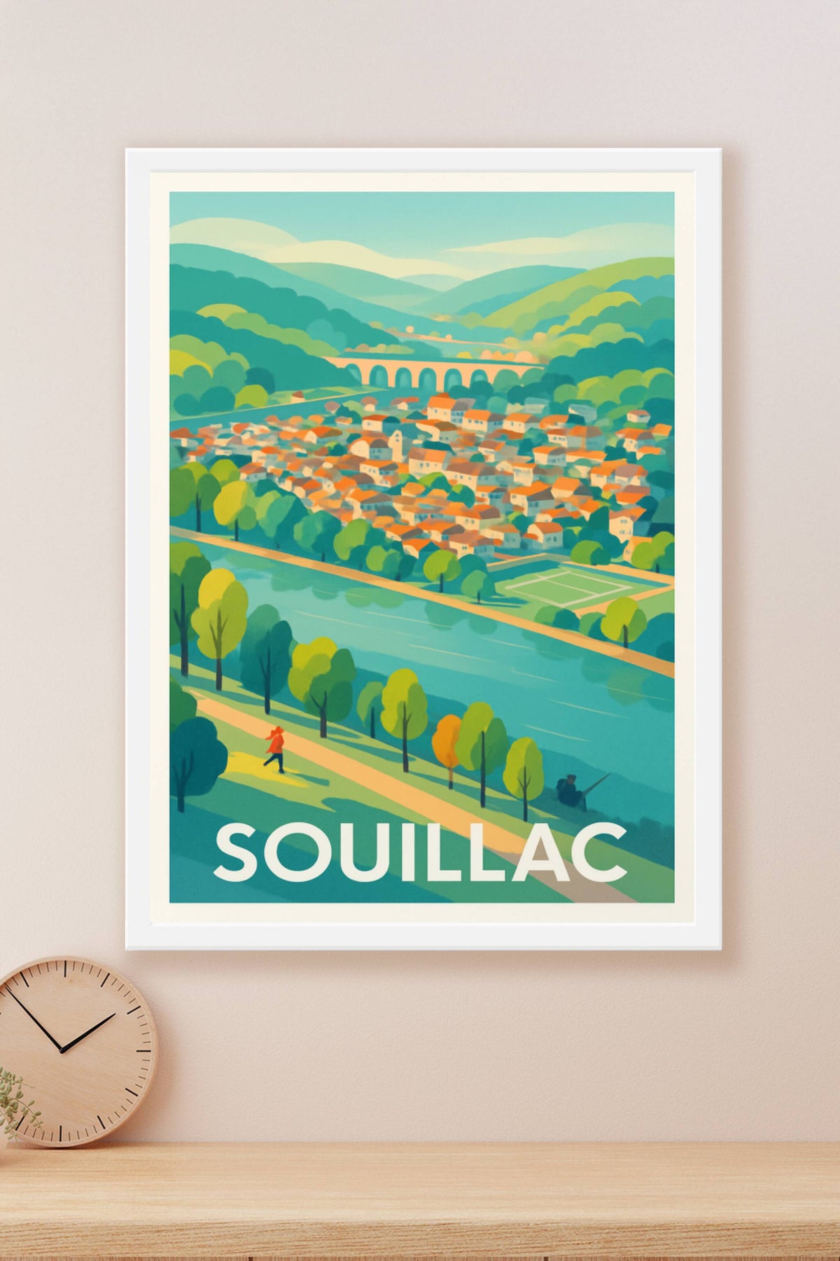 Affiche Souillac — Charme et douceur au bord de la rivière · poster d'art de Souillac