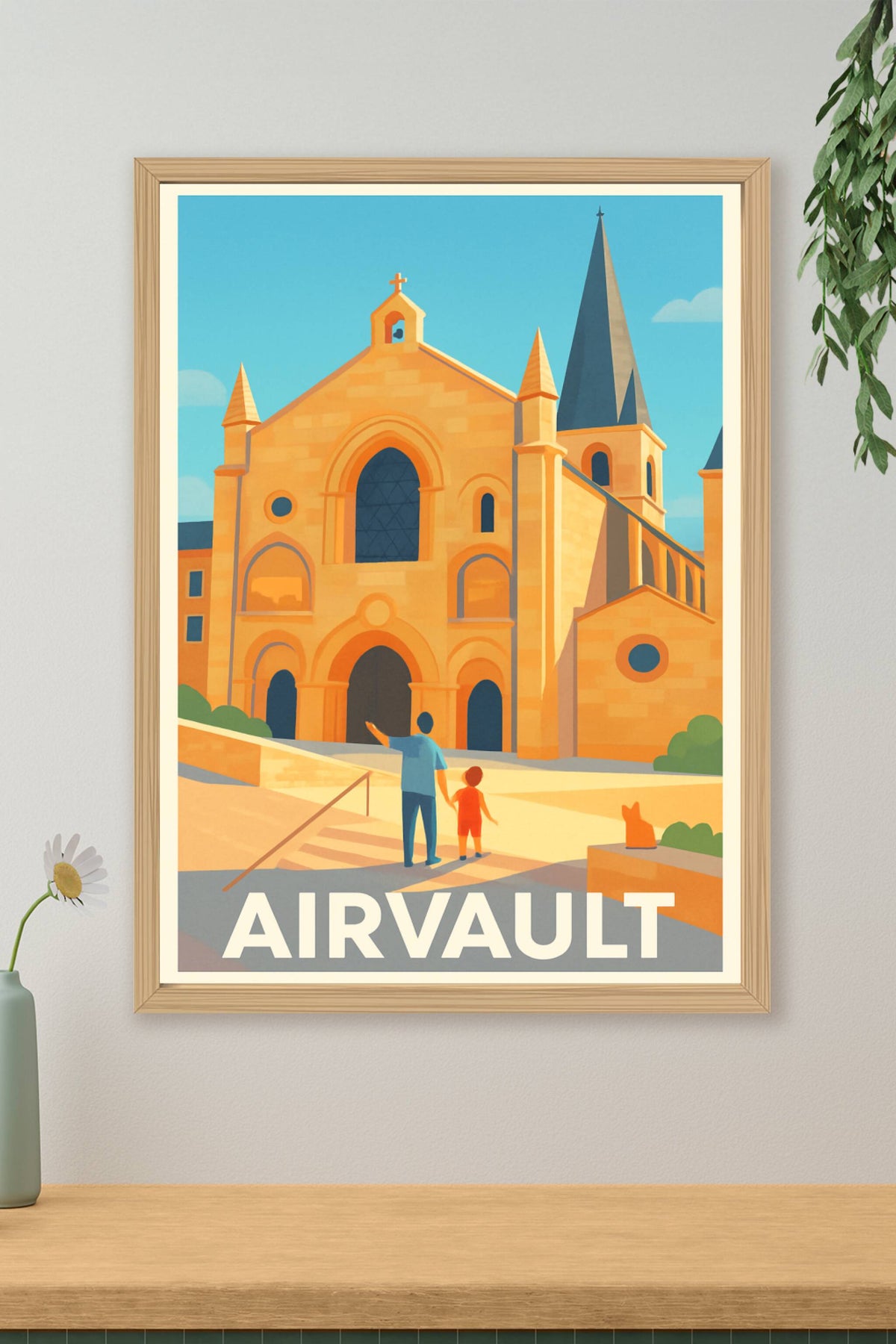 Affiche Airvault — Lumières dorées et patrimoine historique · poster d'art de Airvault