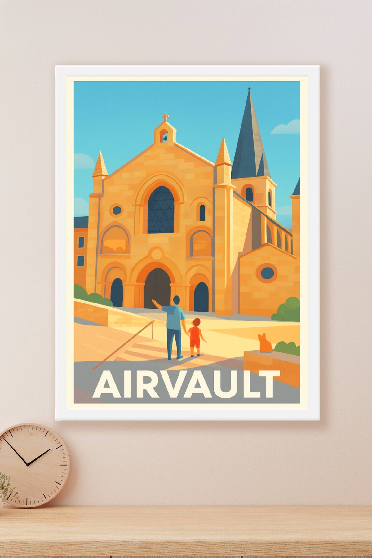 Affiche Airvault — Lumières dorées et patrimoine historique · poster d'art de Airvault