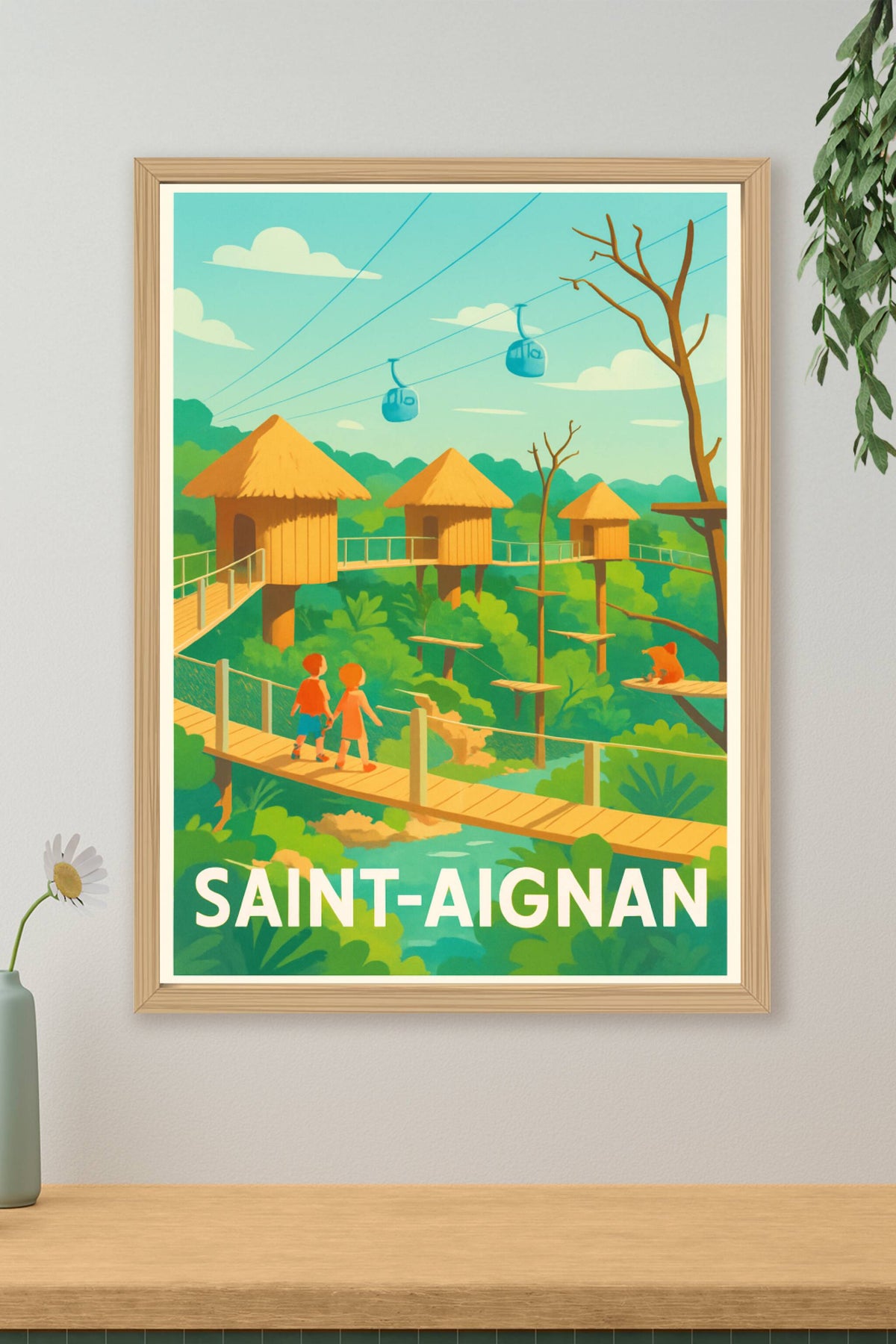 Affiche Saint-Aignan — L'évasion nature au cœur des cabanes perchées · poster d'art de Saint-Aignan