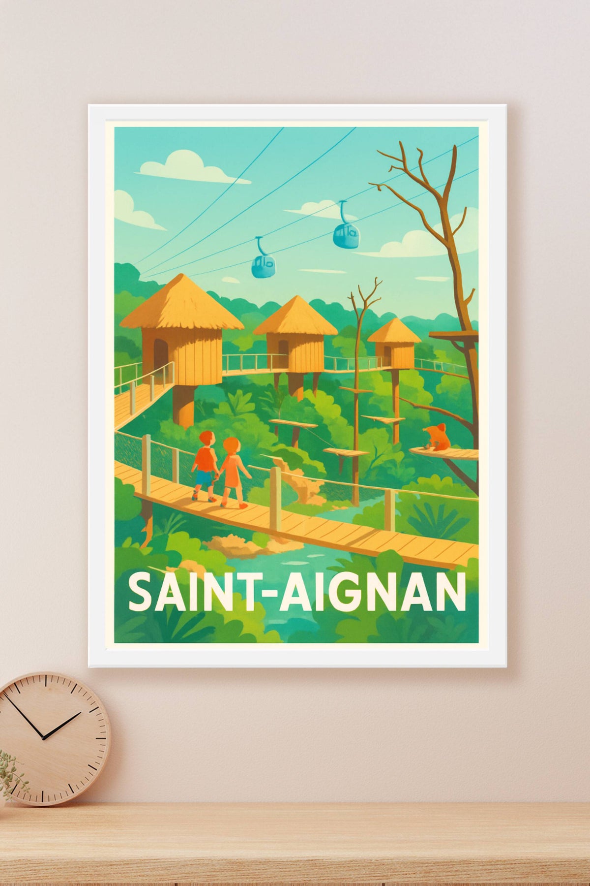 Affiche Saint-Aignan — L'évasion nature au cœur des cabanes perchées · poster d'art de Saint-Aignan