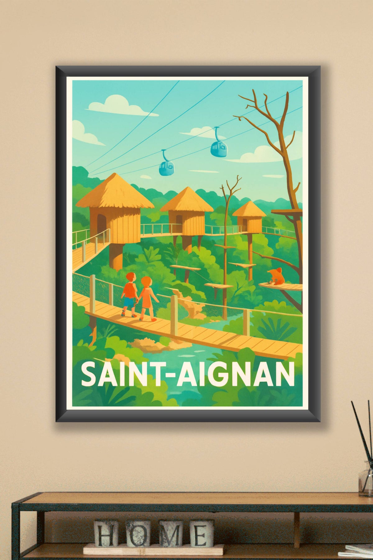 Affiche Saint-Aignan — L'évasion nature au cœur des cabanes perchées · poster d'art de Saint-Aignan