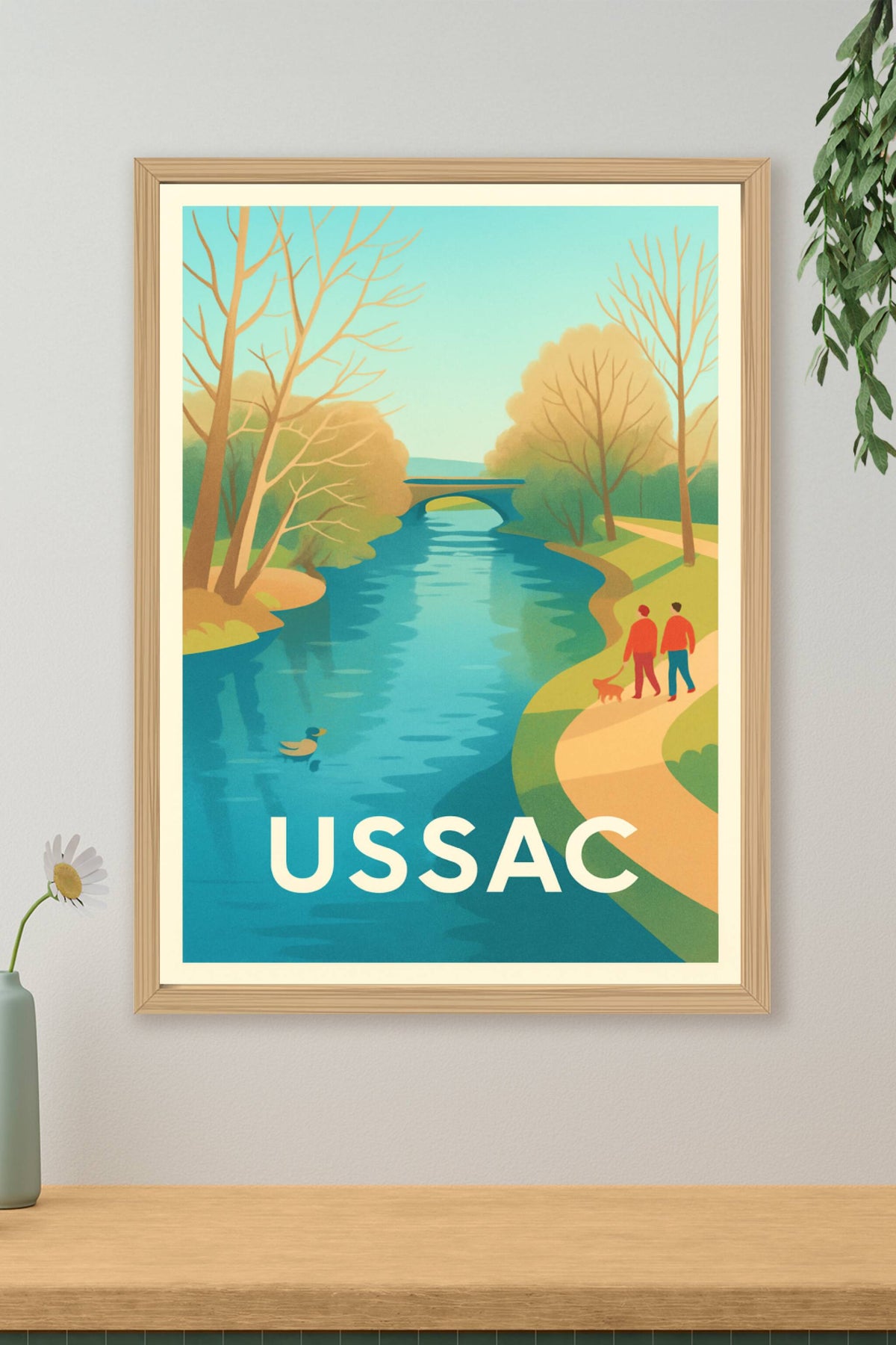 Affiche Ussac — Promenade au bord de l'eau · poster d'art de Ussac