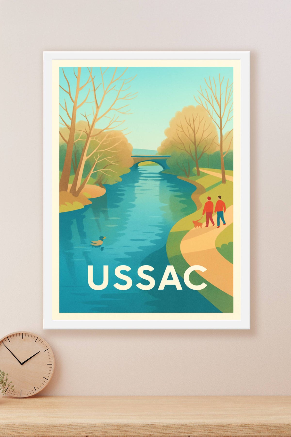 Affiche Ussac — Promenade au bord de l'eau · poster d'art de Ussac