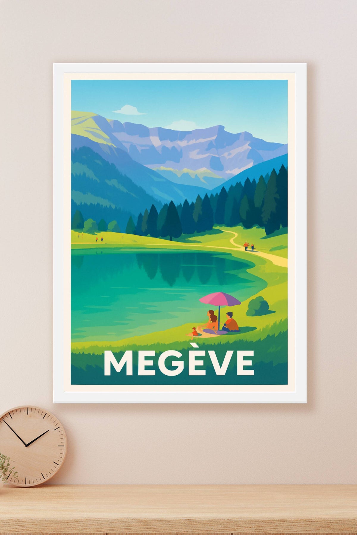 Affiche Megève — L'Évasion Nature au Lac · poster d'art de Megève