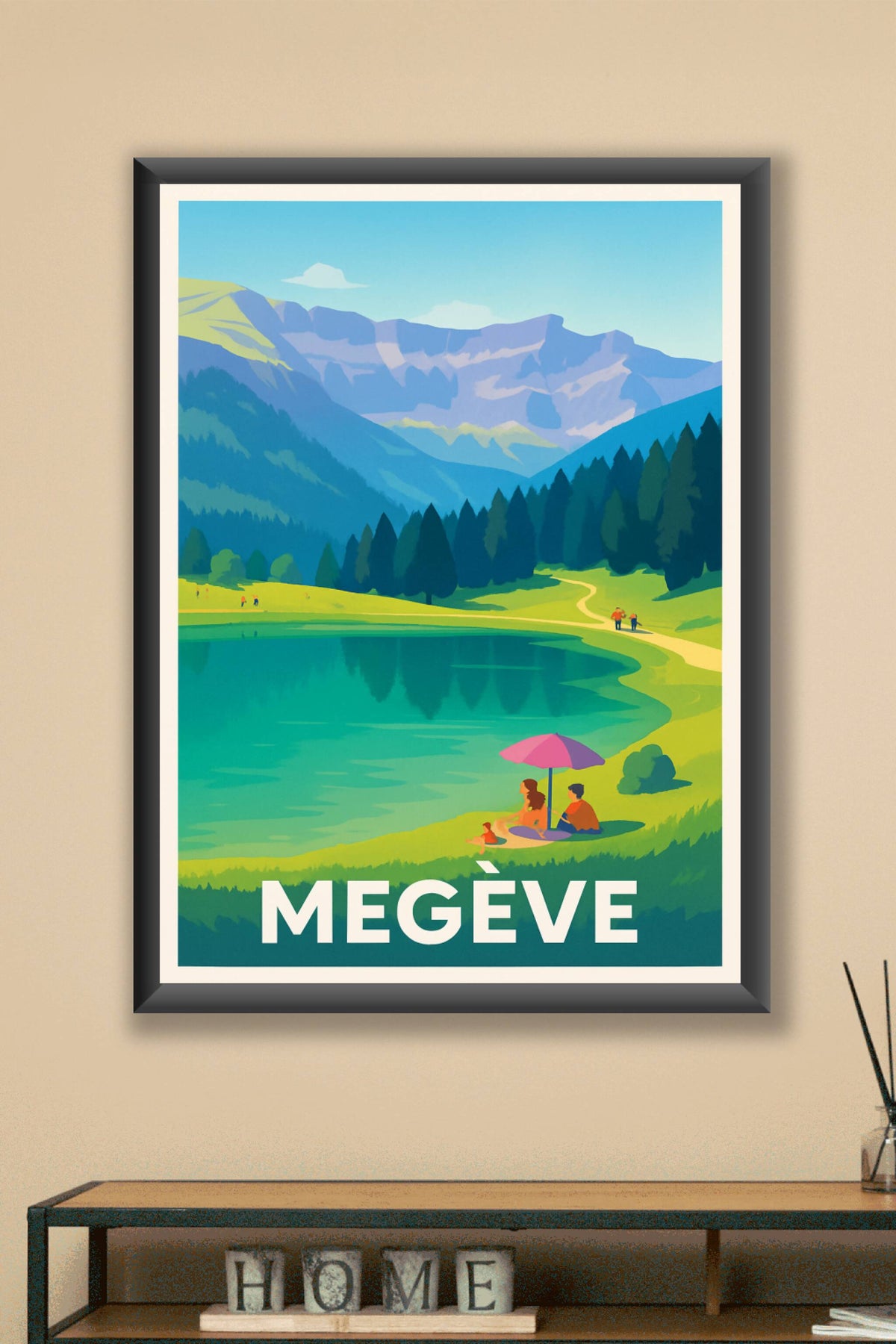 Affiche Megève — L'Évasion Nature au Lac · poster d'art de Megève