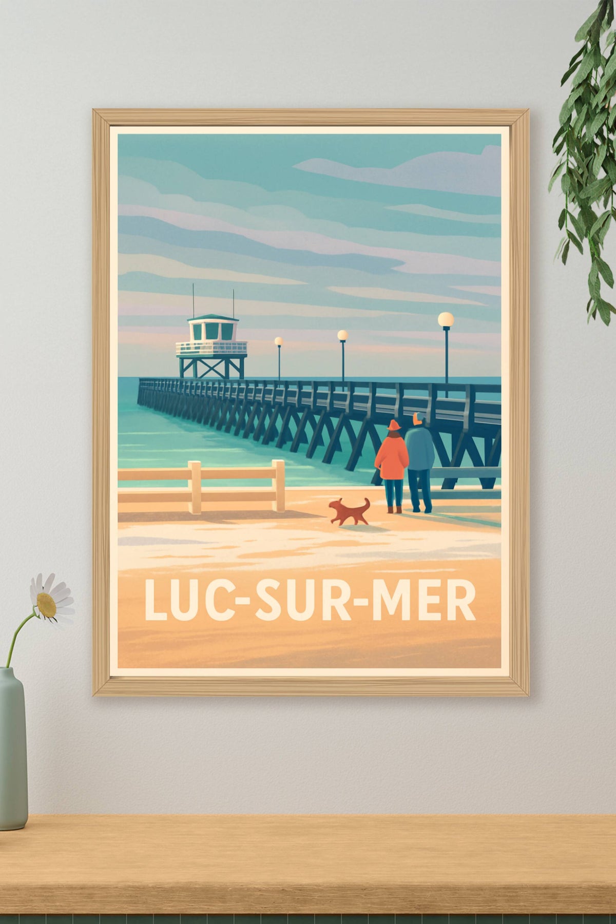 Affiche Luc-sur-Mer — Promenade au bord de l'océan · poster d'art de Luc-sur-Mer