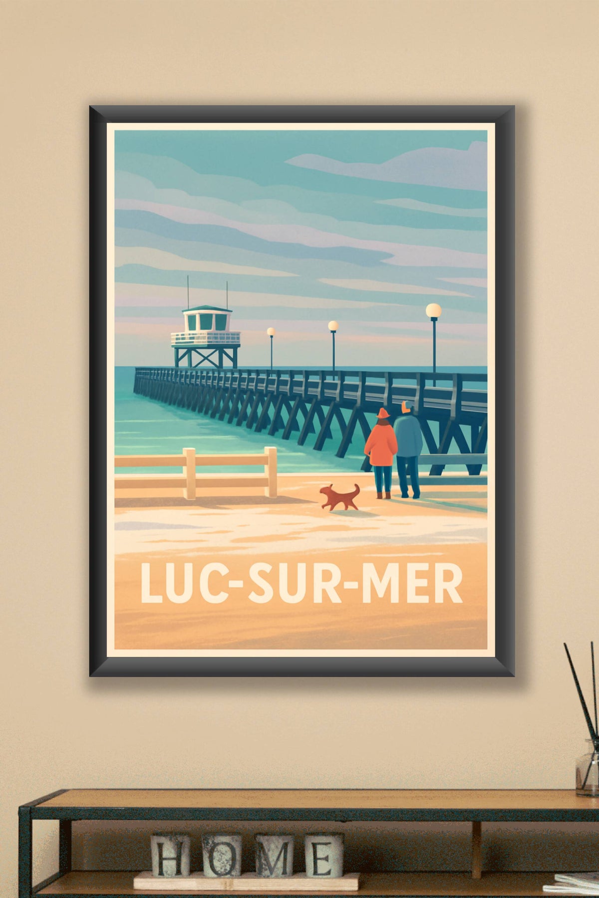 Affiche Luc-sur-Mer — Promenade au bord de l'océan · poster d'art de Luc-sur-Mer