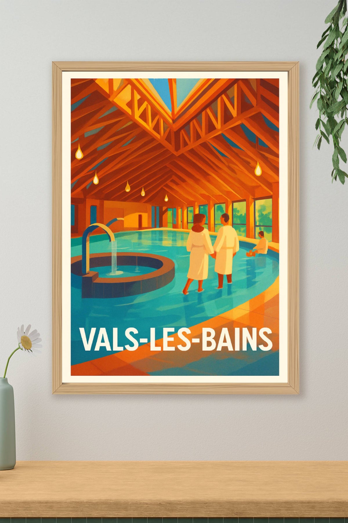 Affiche Vals-les-Bains — Évasion et bien-être au cœur des thermes · poster d'art de Vals-les-Bains