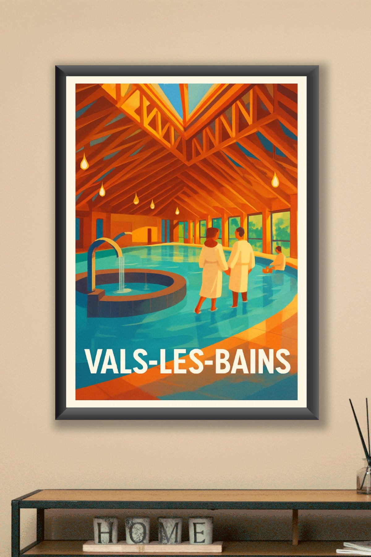 Affiche Vals-les-Bains — Évasion et bien-être au cœur des thermes · poster d'art de Vals-les-Bains