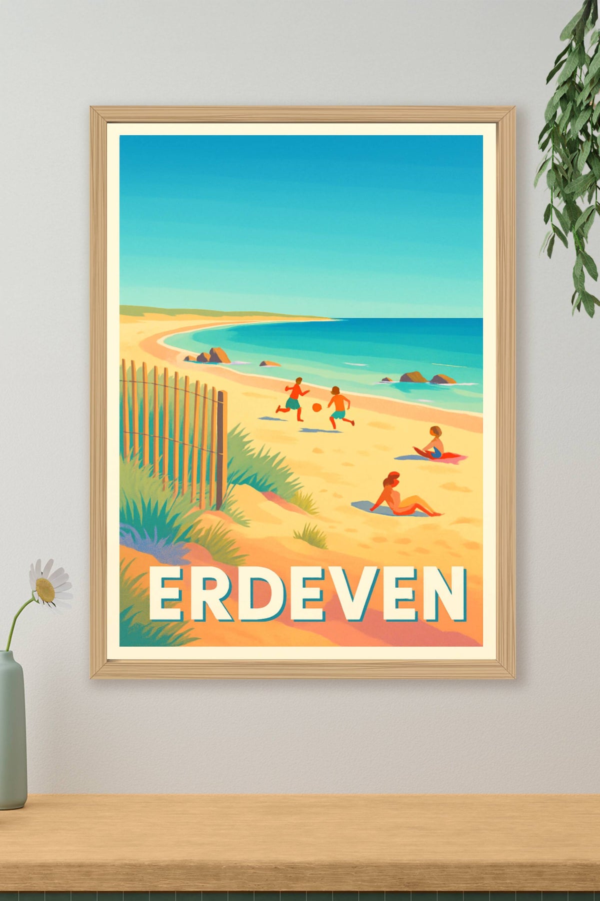 Affiche Erdeven — Plage ensoleillée et moments joyeux · poster d'art de Erdeven
