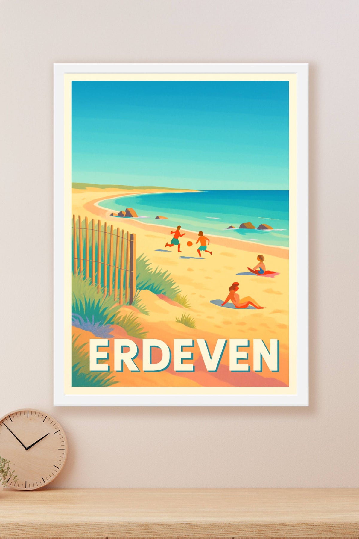 Affiche Erdeven — Plage ensoleillée et moments joyeux · poster d'art de Erdeven
