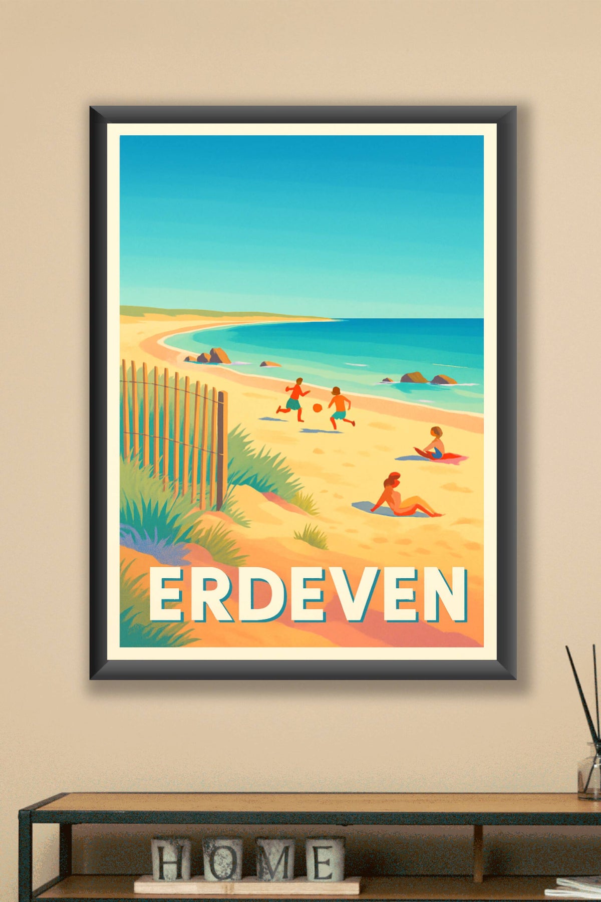 Affiche Erdeven — Plage ensoleillée et moments joyeux · poster d'art de Erdeven