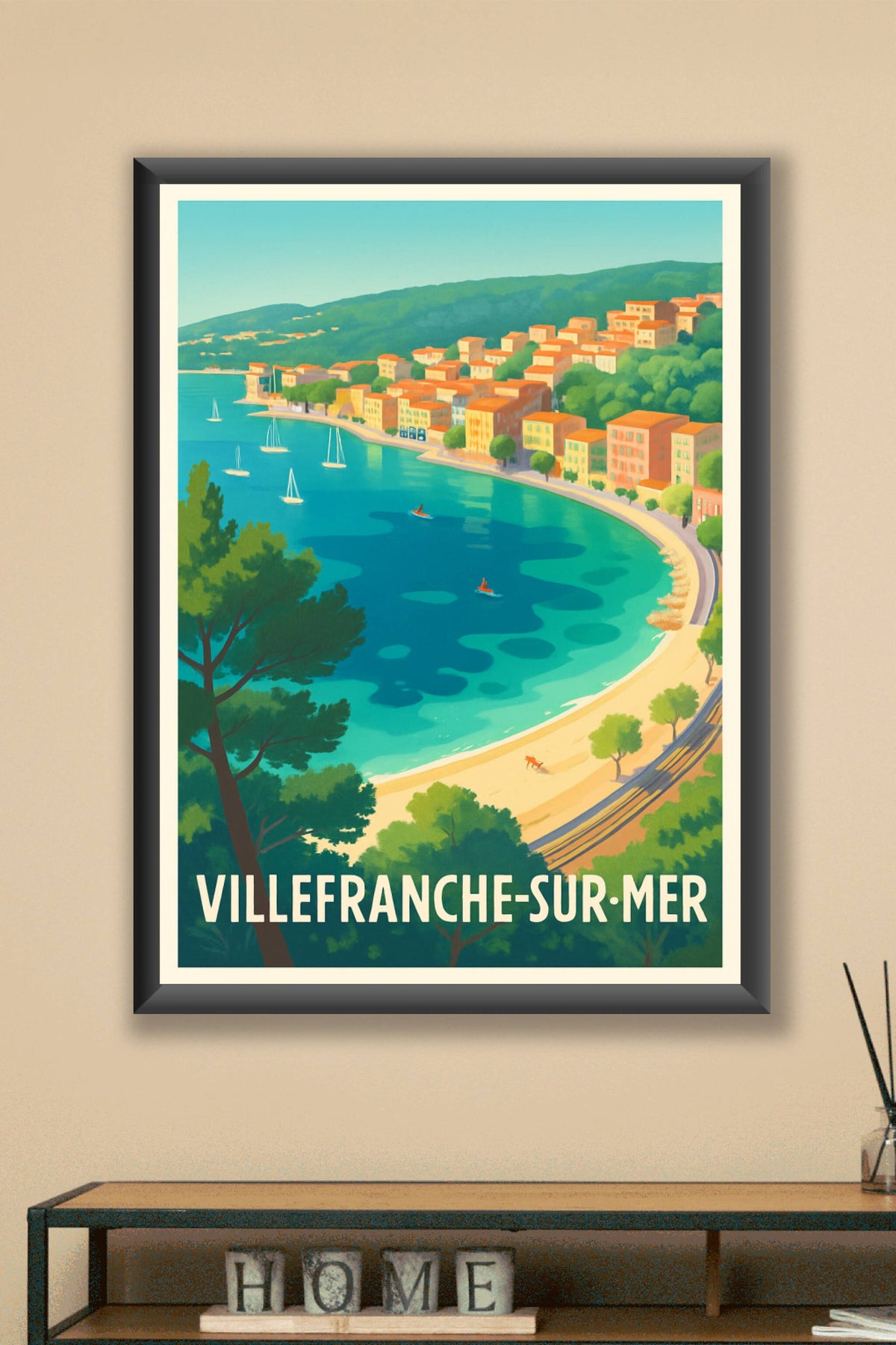 Affiche Villefranche-sur-Mer — Évasion azur et charme méditerranéen · poster d'art de Villefranche-sur-Mer