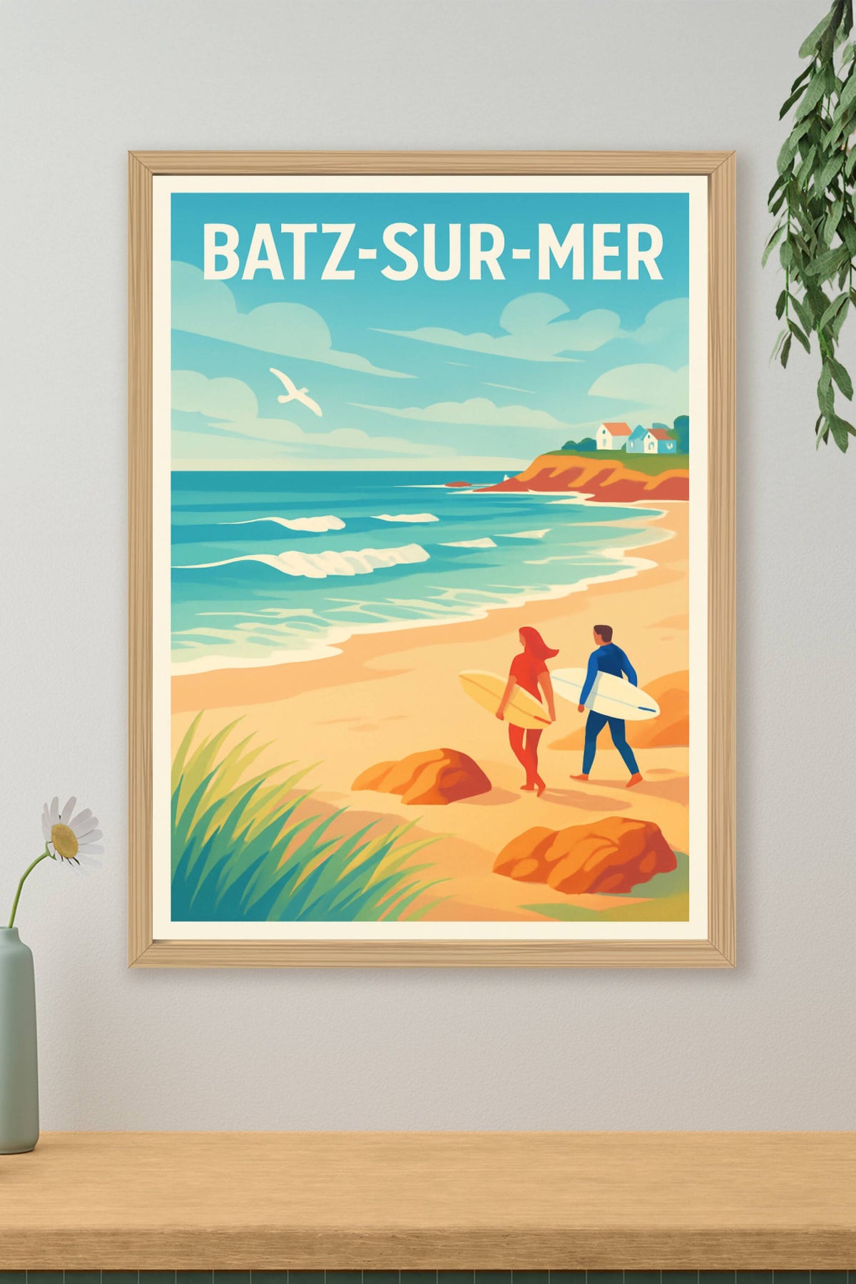 Affiche Batz-sur-Mer — Évasion et Surf sur la Côte Atlantique · poster d'art de Batz-sur-Mer