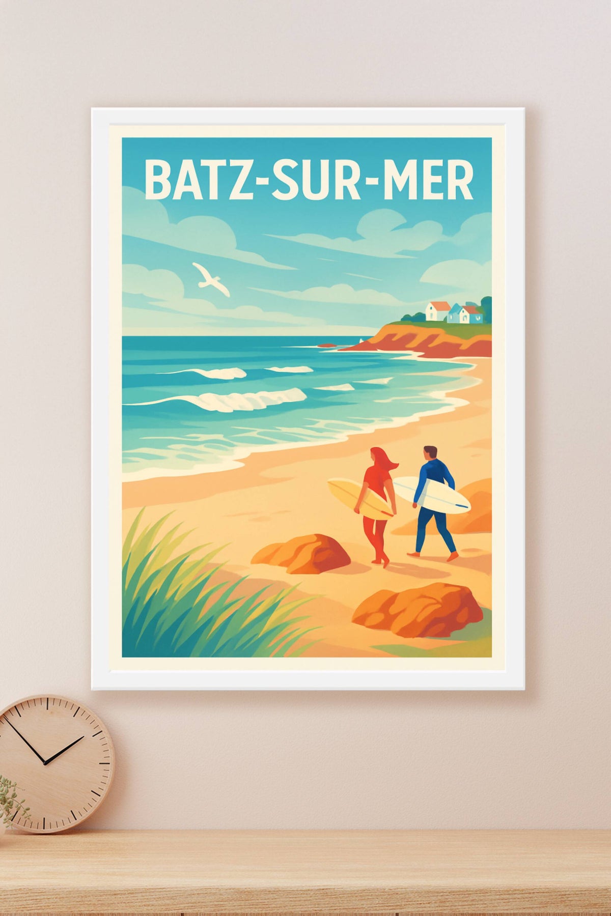 Affiche Batz-sur-Mer — Évasion et Surf sur la Côte Atlantique · poster d'art de Batz-sur-Mer