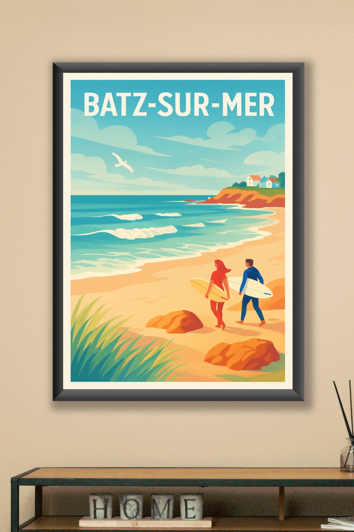 Affiche Batz-sur-Mer — Évasion et Surf sur la Côte Atlantique · poster d'art de Batz-sur-Mer