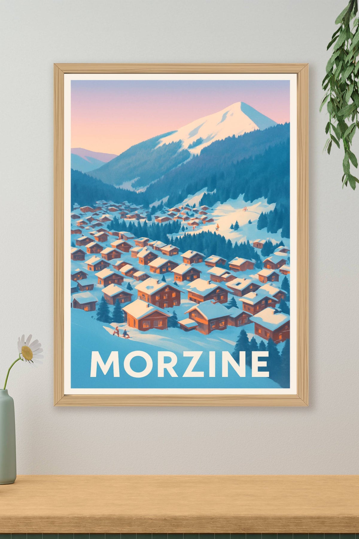 Affiche Morzine — Charme alpestre au coucher du soleil · poster d'art de Morzine