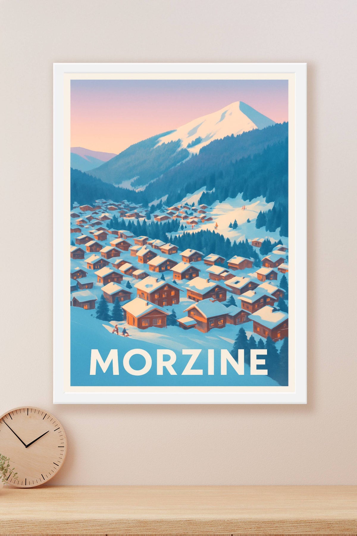 Affiche Morzine — Charme alpestre au coucher du soleil · poster d'art de Morzine
