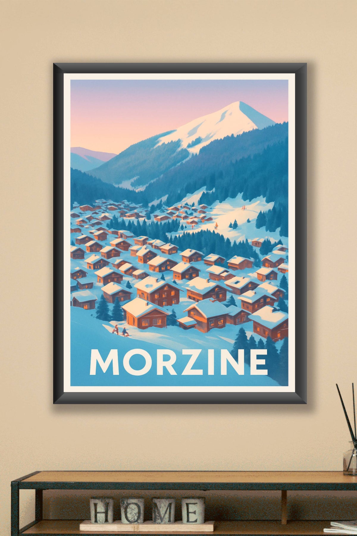 Affiche Morzine — Charme alpestre au coucher du soleil · poster d'art de Morzine