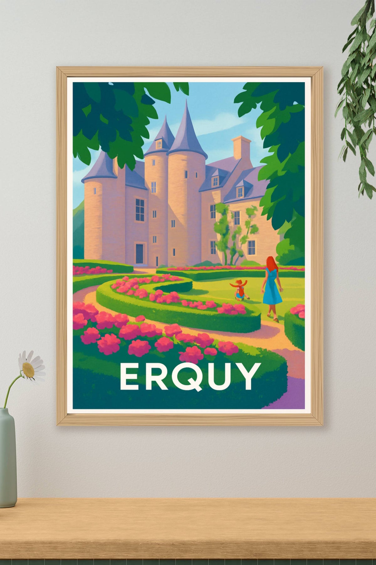 Affiche Erquy — L'élégance intemporelle du château et de ses jardins · poster d'art de Erquy