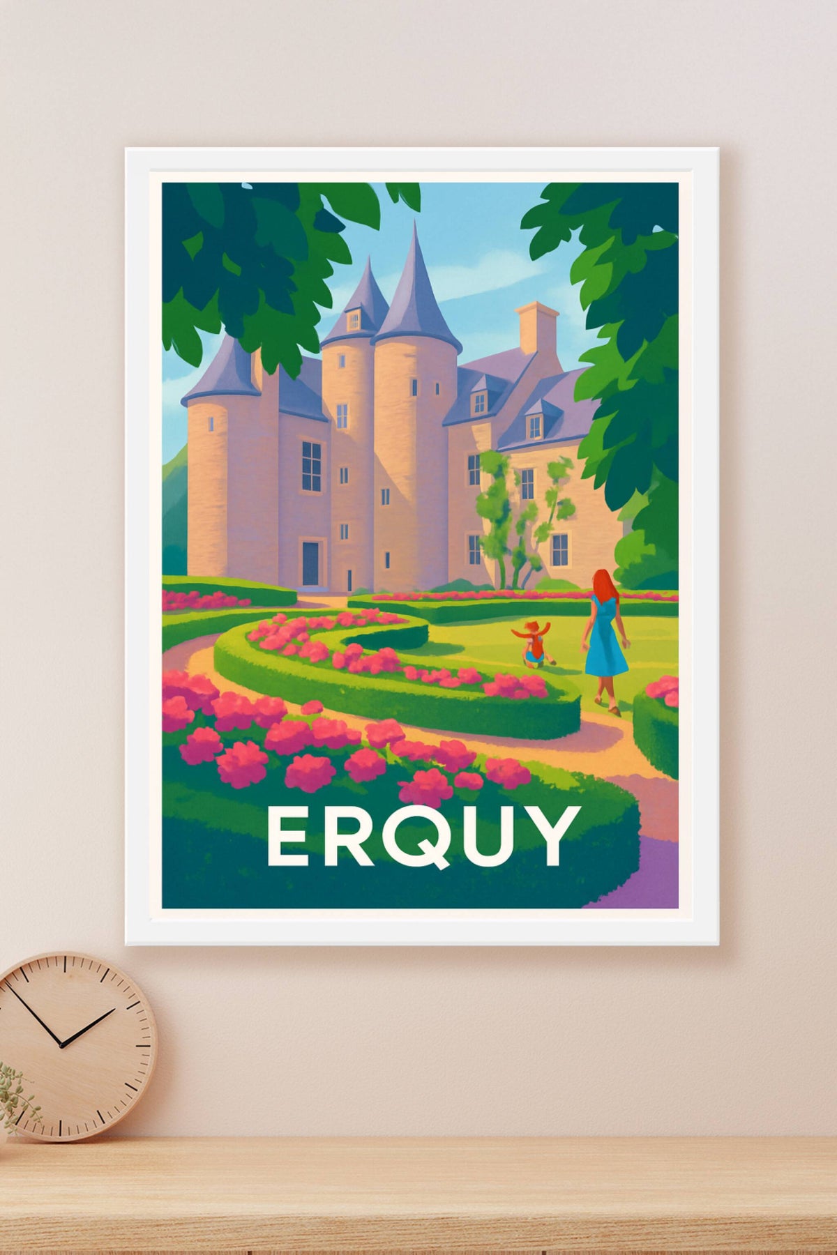 Affiche Erquy — L'élégance intemporelle du château et de ses jardins · poster d'art de Erquy
