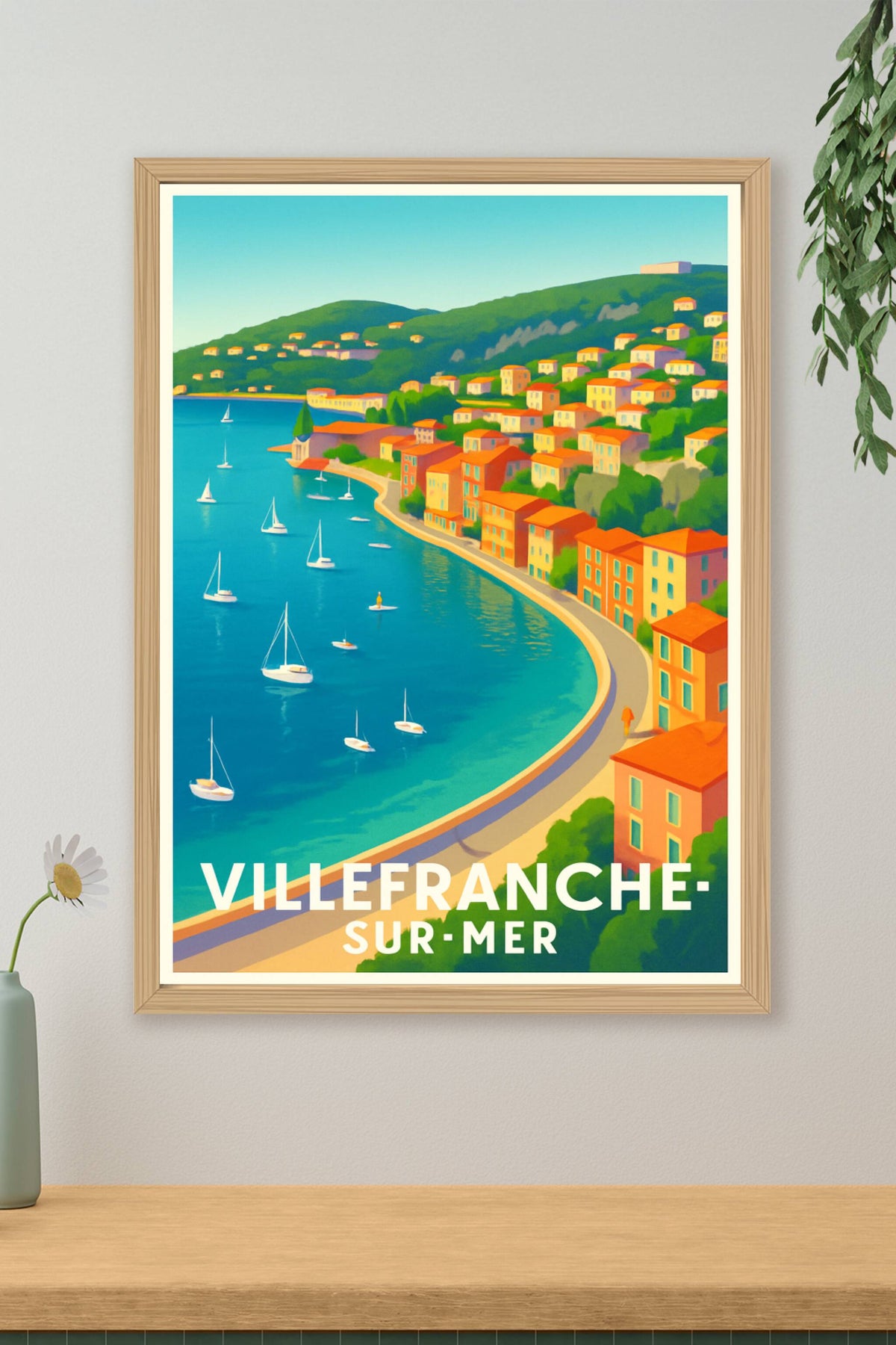 Affiche Villefranche-sur-Mer — Charme azur et douceur méditerranéenne · poster d'art de Villefranche-sur-Mer